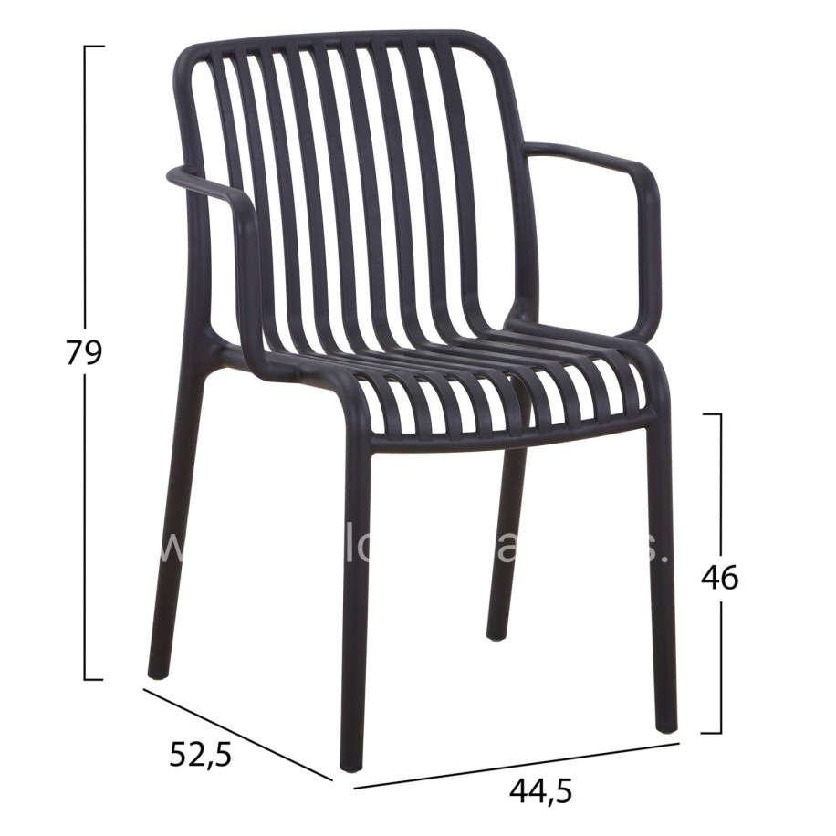 ARMCHAIR OUTDOOR CONVEE HM6105.02 POLYPROPYLENE IN BLACK 55x56x79H cm.