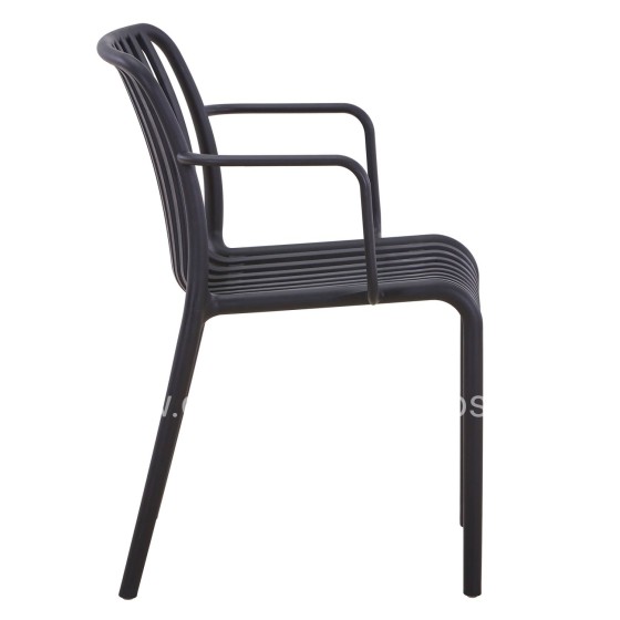 ARMCHAIR OUTDOOR CONVEE HM6105.02 POLYPROPYLENE IN BLACK 55x56x79H cm.