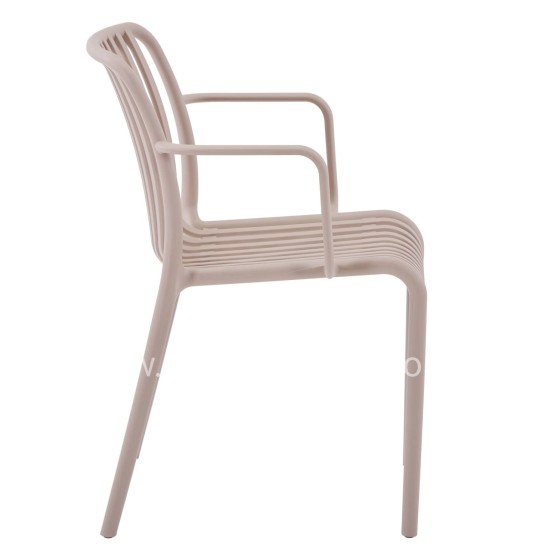 ARMCHAIR OUTDOOR CONVEE HM6105.04 POLYPROPYLENE IN CAPPUCCINO 55x56x79H cm.