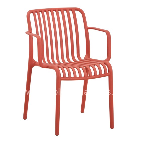 ARMCHAIR OUTDOOR CONVEE HM6105.05 POLYPROPYLENE IN RED 44,5x52,5x79H cm.