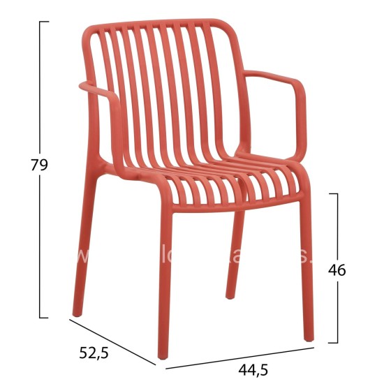 ARMCHAIR OUTDOOR CONVEE HM6105.05 POLYPROPYLENE IN RED 44,5x52,5x79H cm.