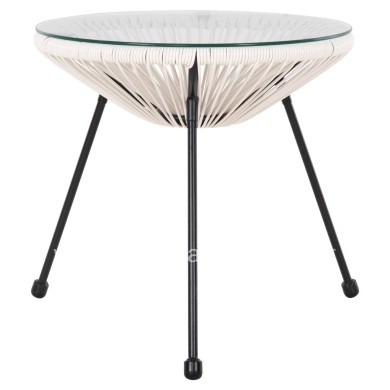 OUTDOOR COFFEE TABLE ALLEGRA HM5874.12 METAL IN BLACK- SYNTHETIC RATTAN IN WHITE Φ47x45Hcm.
