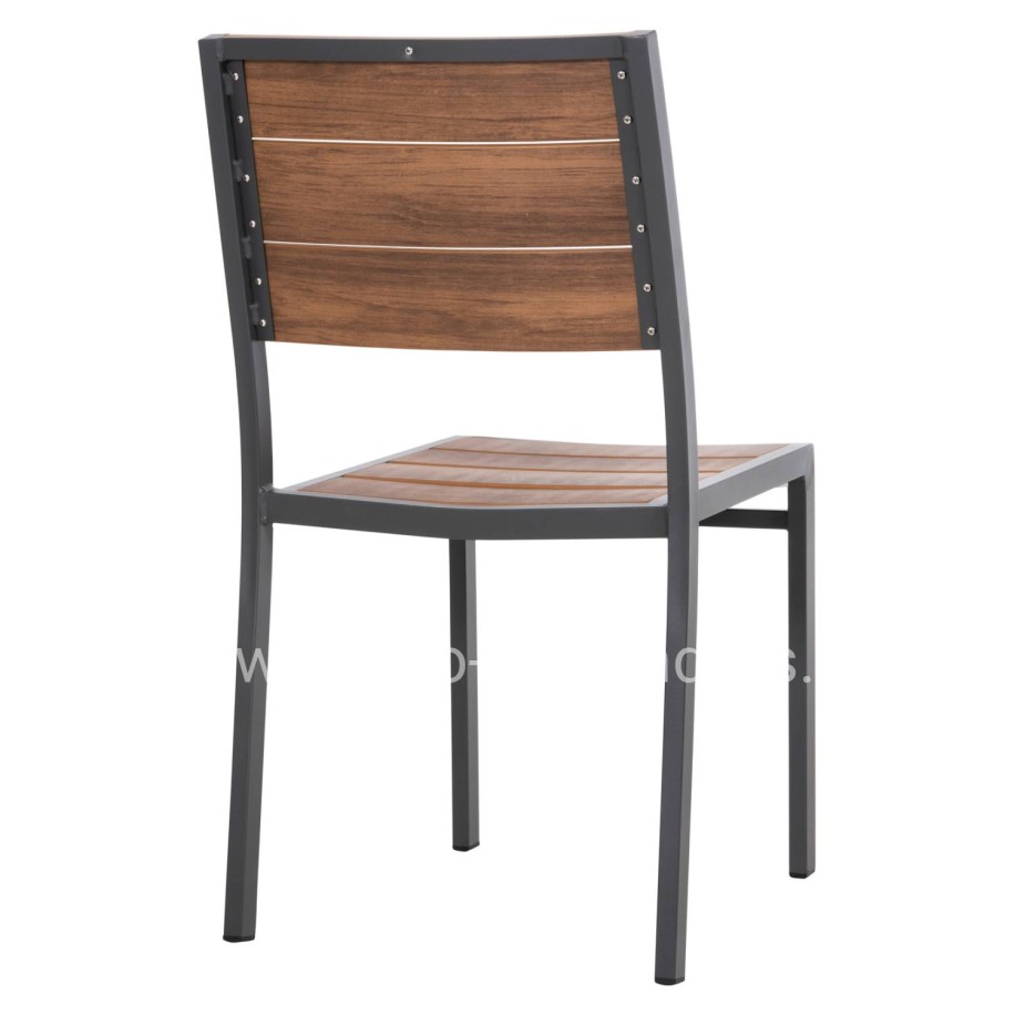 ALUMINUM CHAIR SAGA HM6063.02 DARK GREY WITH POLYWOOD 46x52x86Hcm.
