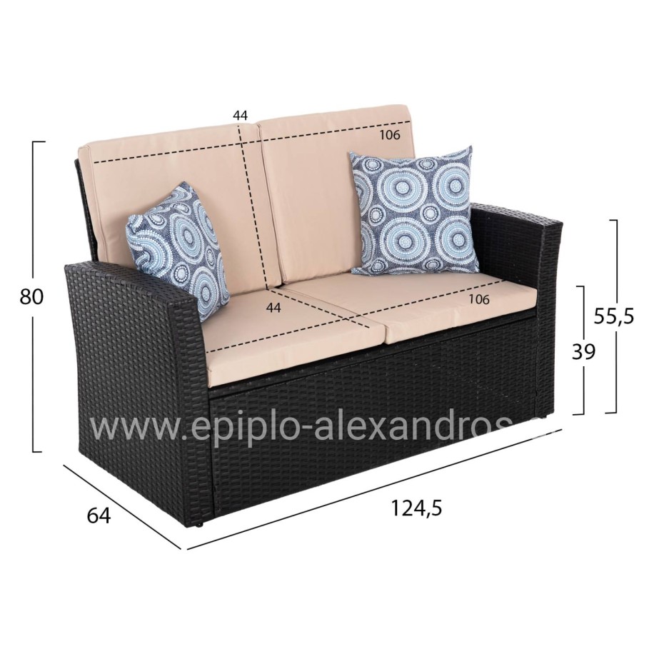 ΣΑΛΟΝΙ ΕΞ.ΧΩΡΟΥ 4ΤΜΧ THORE HM5978 ΣΥΝΘ. RATTAN ΜΑΥΡΟ-ΜΠΕΖ ΜΑΞΙΛΑΡΙΑ