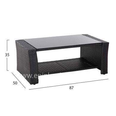 OUTDOOR LOUNGE 4PCS SET THORE HM5978 SYNTHETIC RATTAN IN BLACK-BEIGE CUSHIONS