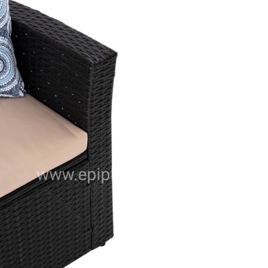 OUTDOOR LOUNGE 4PCS SET THORE HM5978 SYNTHETIC RATTAN IN BLACK-BEIGE CUSHIONS