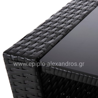 OUTDOOR LOUNGE 4PCS SET THORE HM5978 SYNTHETIC RATTAN IN BLACK-BEIGE CUSHIONS