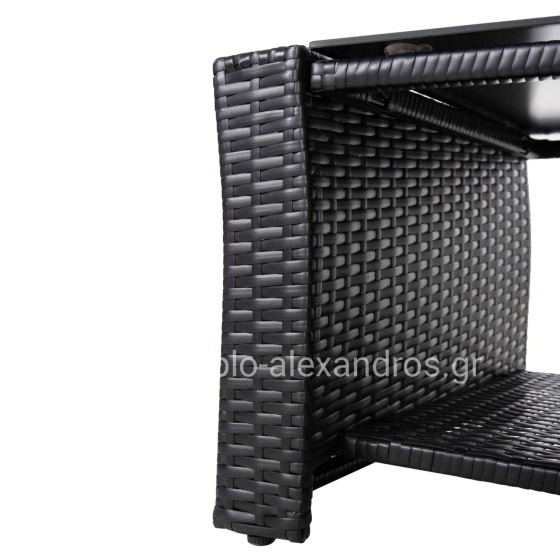 OUTDOOR LOUNGE 4PCS SET THORE HM5978 SYNTHETIC RATTAN IN BLACK-BEIGE CUSHIONS