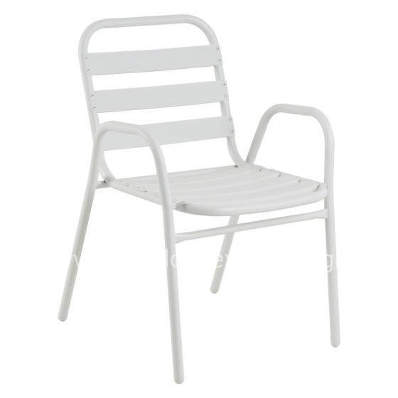 CHAIR PRELUDE HM5970.02 METAL FRAME-ALUMINUM SEAT & BACKREST-WHITE 54x56x79Hcm.
