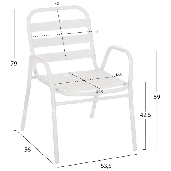 CHAIR PRELUDE HM5970.02 METAL FRAME-ALUMINUM SEAT & BACKREST-WHITE 54x56x79Hcm.