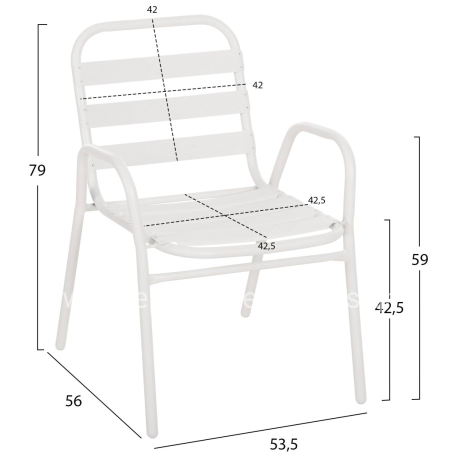 CHAIR PRELUDE HM5970.02 METAL FRAME-ALUMINUM SEAT & BACKREST-WHITE 54x56x79Hcm.