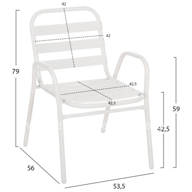 CHAIR PRELUDE HM5970.02 METAL FRAME-ALUMINUM SEAT & BACKREST-WHITE 54x56x79Hcm.