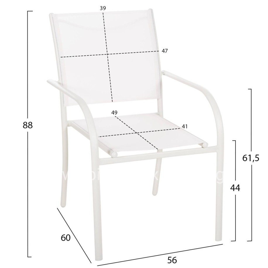 OUTDOOR ARMCHAIR REDAN HM5976.02 WHITE METAL-WHITE TEXTILENE 56x60x88Hcm.