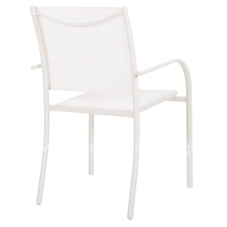 OUTDOOR ARMCHAIR REDAN HM5976.02 WHITE METAL-WHITE TEXTILENE 56x60x88Hcm.