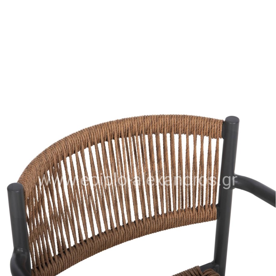 ΠΟΛΥΘΡΟΝΑ ΑΛΟΥΜΙΝΙΟΥ STER HM5786.12 ΑΝΘΡΑΚΙ-ΣΥΝΘ.RATTAN ΜΠΕΖ 55,5x53x78Υεκ.
