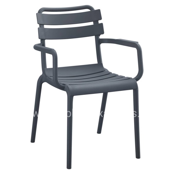 POLYPROPYLENE ARMCHAIR PHILLY HM6123.03 GREY 58,5x49x83,5Hcm.
