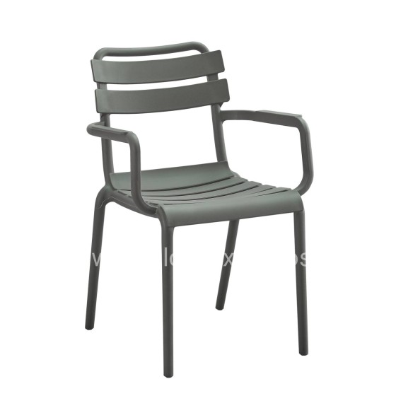 POLYPROPYLENE ARMCHAIR PHILLY HM6123.04 OLIVE GREEN 58,5x49x83,5Hcm.