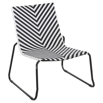 METAL CHAIR PONY HM6082 BLACK & WHITE SYNTHETIC RATTAN 66x68x75Hcm.