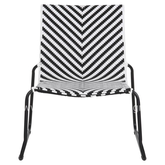 METAL CHAIR PONY HM6082 BLACK & WHITE SYNTHETIC RATTAN 66x68x75Hcm.
