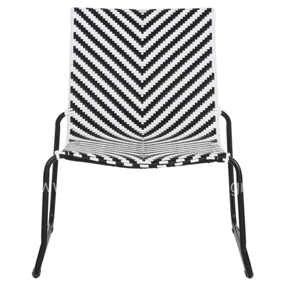 METAL CHAIR PONY HM6082 BLACK & WHITE SYNTHETIC RATTAN 66x68x75Hcm.