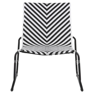 METAL CHAIR PONY HM6082 BLACK & WHITE SYNTHETIC RATTAN 66x68x75Hcm.