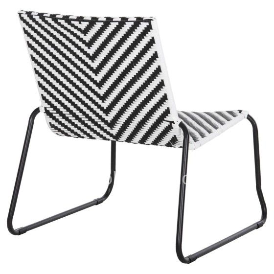 METAL CHAIR PONY HM6082 BLACK & WHITE SYNTHETIC RATTAN 66x68x75Hcm.