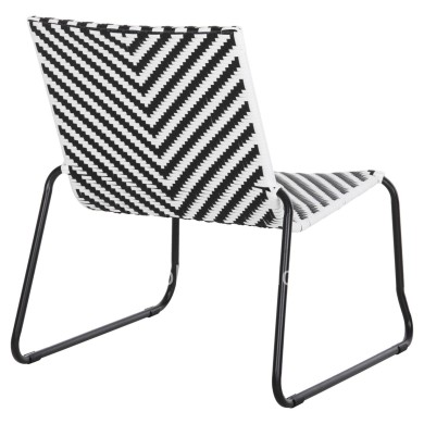 METAL CHAIR PONY HM6082 BLACK & WHITE SYNTHETIC RATTAN 66x68x75Hcm.