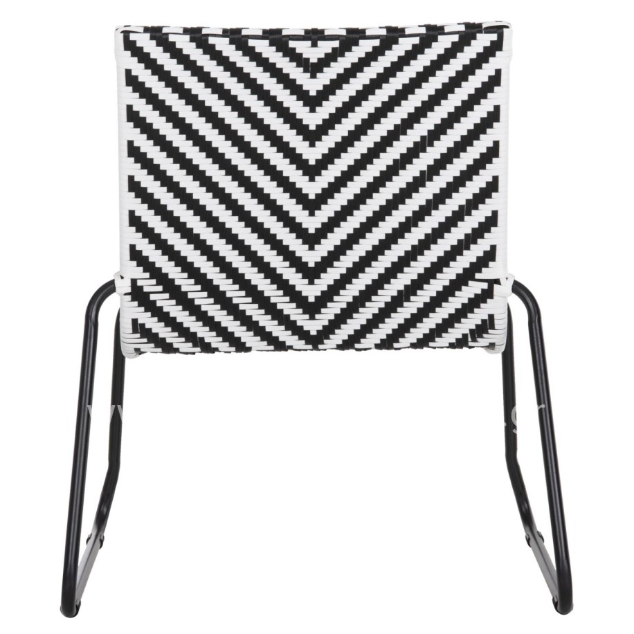 METAL CHAIR PONY HM6082 BLACK & WHITE SYNTHETIC RATTAN 66x68x75Hcm.