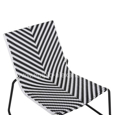 METAL CHAIR PONY HM6082 BLACK & WHITE SYNTHETIC RATTAN 66x68x75Hcm.