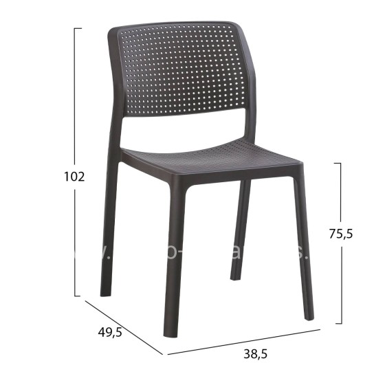 CHAIR OUTDOOR COMFEE HM6101.09 POLYPROPYLENE IN BROWN 41x57x82H cm.