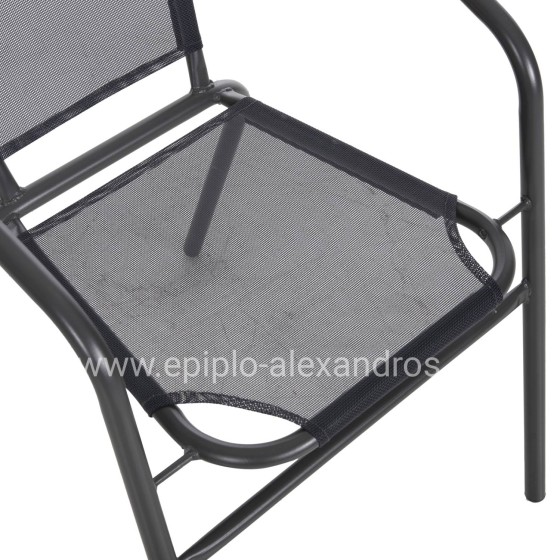 ARMCHAIR OUTDOOR LEDAN HM5977.01 METAL & TEXTILENE IN GREY 55x58x72Hcm.