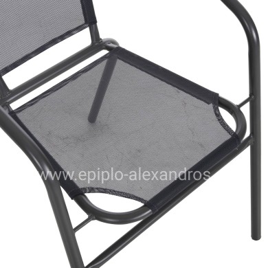 ARMCHAIR OUTDOOR LEDAN HM5977.01 METAL & TEXTILENE IN GREY 55x58x72Hcm.