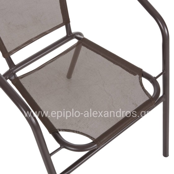 ARMCHAIR OUTDOOR LEDAN HM5977.02 METAL & TEXTILENE IN BROWN 55x58x72Hcm.
