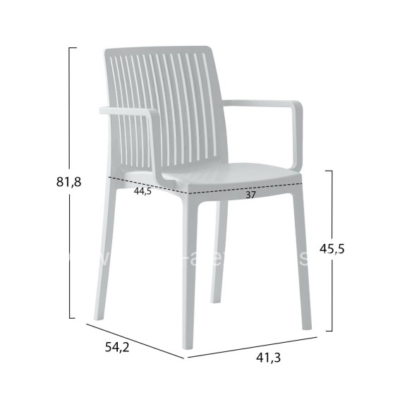 POLYPROPYLENE ARMCHAIR IDA HM6127.01 WHITE 53x50x82Hcm.