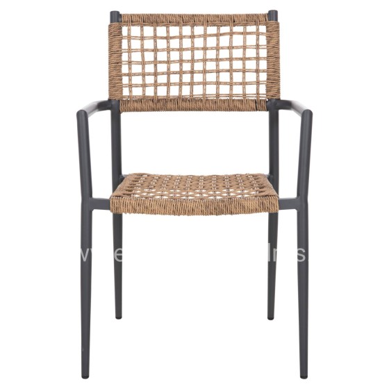 ARMCHAIR TRILAN HM6044.03 ALUMINUM IN ANTHRACITE-SYNTHETIC RATTAN IN NATURAL 57x59x85Hcm.