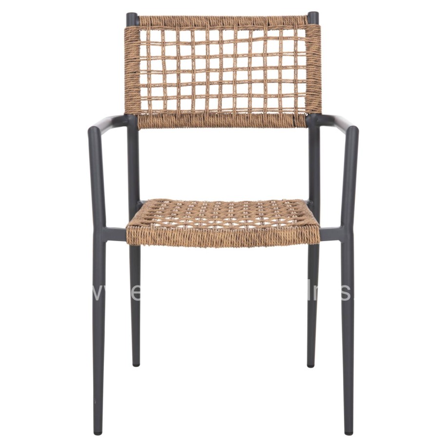 ΠΟΛΥΘΡΟΝΑ TRILAN HM6044.03 ΑΛΟΥΜΙΝΙΟ ΑΝΘΡΑΚΙ ΜΕ ΣΥΝΘΕΤΙΚΟ RATTAN ΦΥΣΙΚΟ 57x59x85Υεκ.