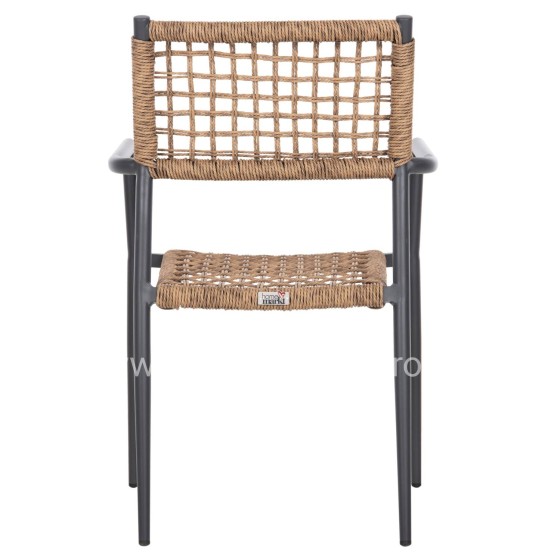 ARMCHAIR TRILAN HM6044.03 ALUMINUM IN ANTHRACITE-SYNTHETIC RATTAN IN NATURAL 57x59x85Hcm.