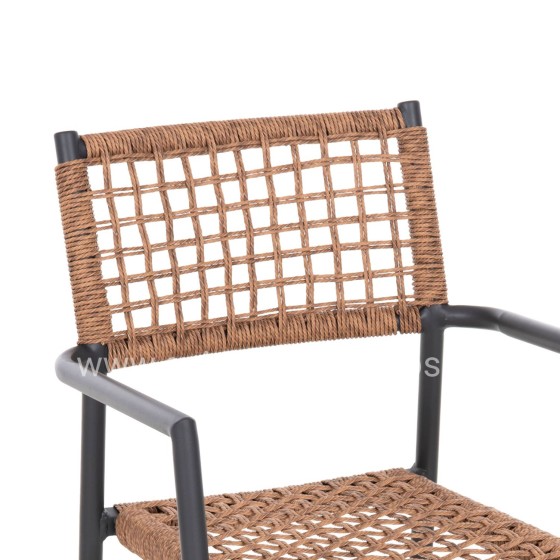 ARMCHAIR TRILAN HM6044.03 ALUMINUM IN ANTHRACITE-SYNTHETIC RATTAN IN NATURAL 57x59x85Hcm.