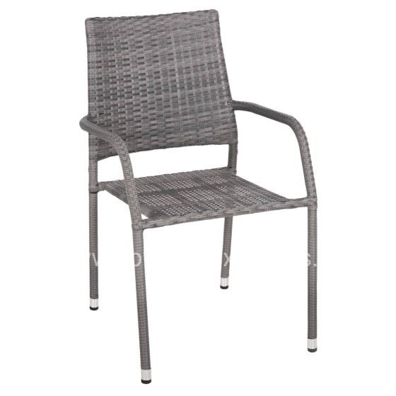 ARMCHAIR OUTDOOR MORNER HM6074.02 METAL-GREY WICKER 55x58x87H.