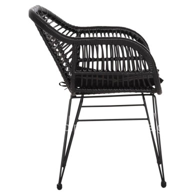 ARMCHAIR WITH SEAT CUSHION METAL FRAME ALLEGRA HM5450.32 BLACK RATTAN IN WICKER 58x59x82H