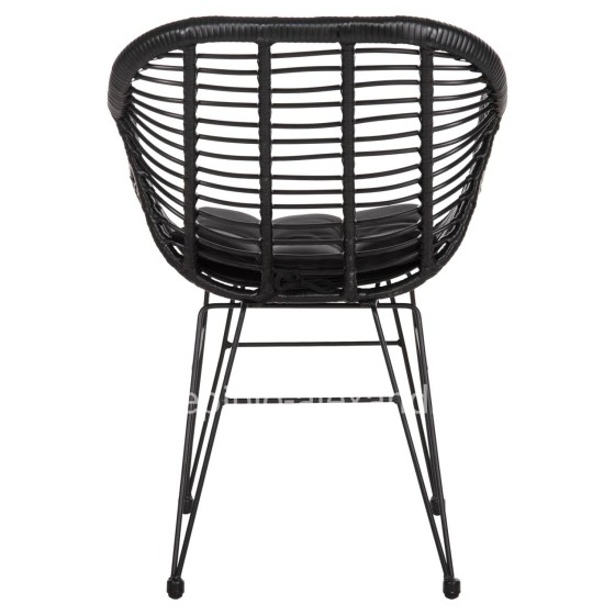 ARMCHAIR WITH SEAT CUSHION METAL FRAME ALLEGRA HM5450.32 BLACK RATTAN IN WICKER 58x59x82H