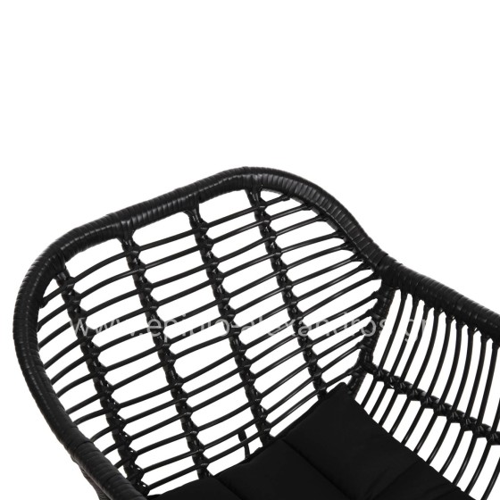 ARMCHAIR WITH SEAT CUSHION METAL FRAME ALLEGRA HM5450.32 BLACK RATTAN IN WICKER 58x59x82H