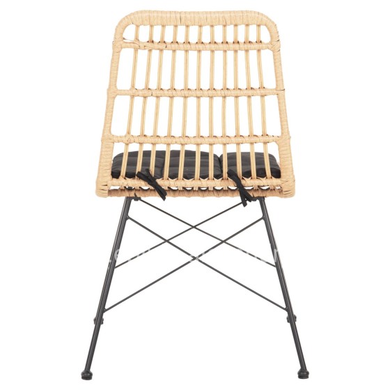 CHAIR OUTDOOR ALLEGRA HM5451.11 METAL & CUSHION BLACK- WICKER BEIGE 52x51.5x83.5Hcm.