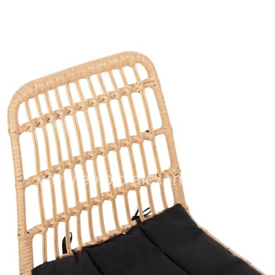 CHAIR OUTDOOR ALLEGRA HM5451.11 METAL & CUSHION BLACK- WICKER BEIGE 52x51.5x83.5Hcm.