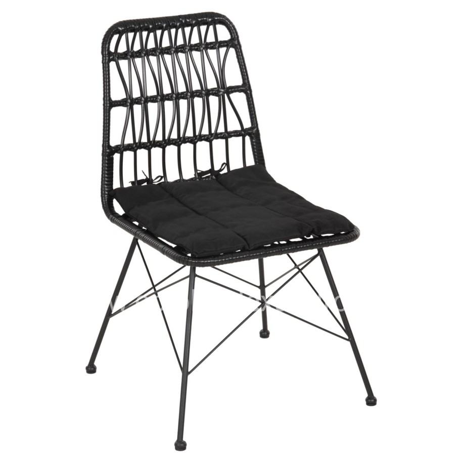 CHAIR OUTDOOR ALLEGRA HM5453.12 METAL-CUSHION-WICKER IN BLACK 52x52x83.5Hcm.