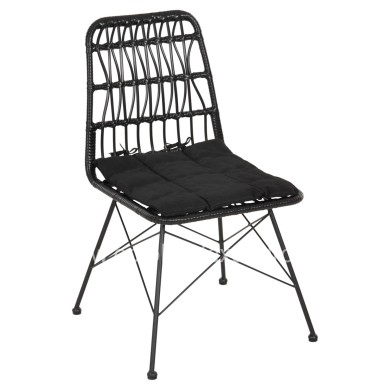 CHAIR OUTDOOR ALLEGRA HM5453.12 METAL-CUSHION-WICKER IN BLACK 52x52x83.5Hcm.