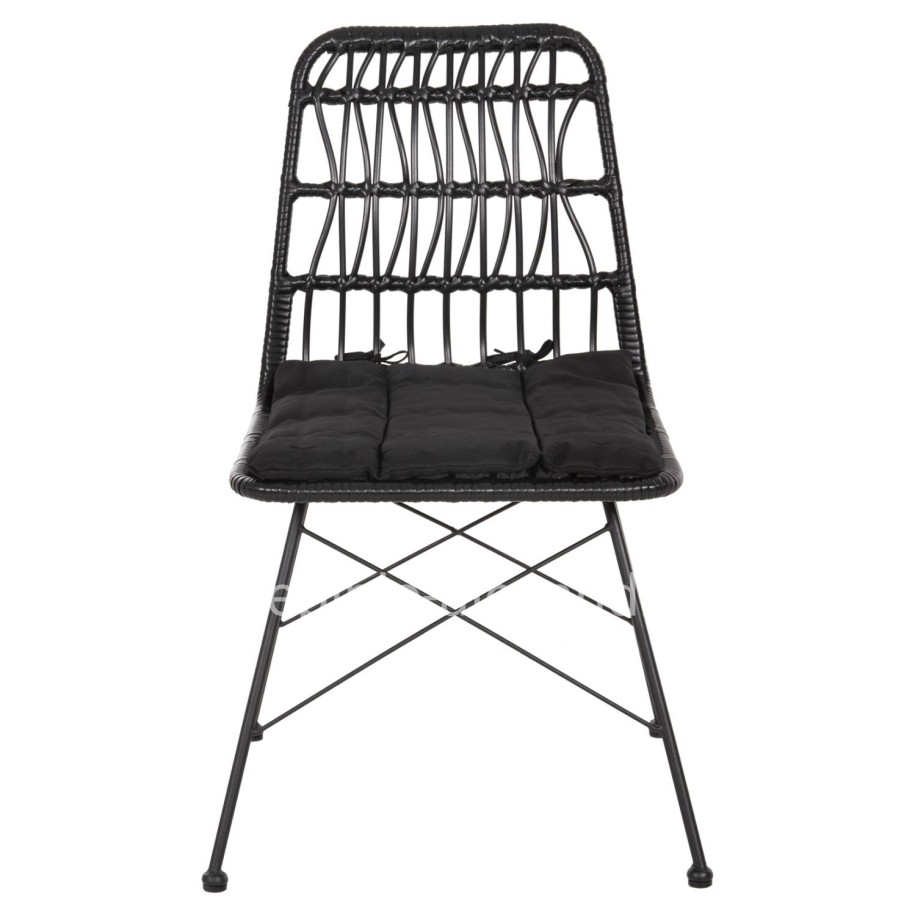 CHAIR OUTDOOR ALLEGRA HM5453.12 METAL-CUSHION-WICKER IN BLACK 52x52x83.5Hcm.