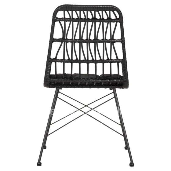 CHAIR OUTDOOR ALLEGRA HM5453.12 METAL-CUSHION-WICKER IN BLACK 52x52x83.5Hcm.