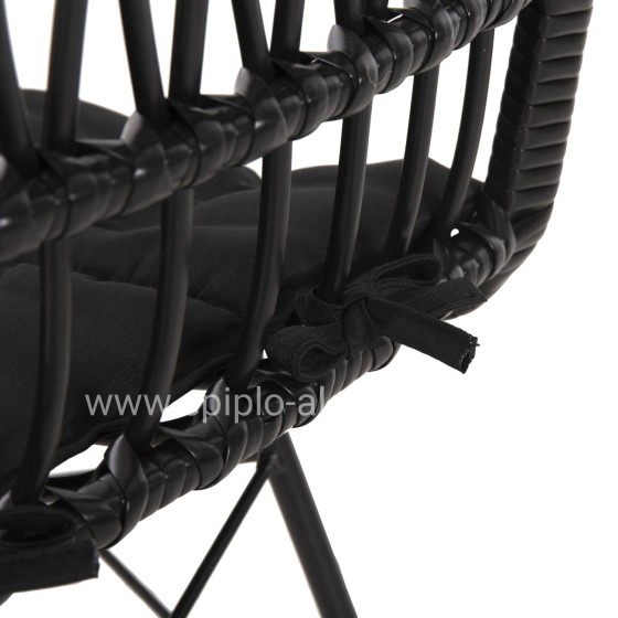 ΚΑΡΕΚΛΑ ΕΞ.ΧΩΡΟΥ ALLEGRA HM5453.12 ΜΕΤΑΛΛΟ-ΜΑΞΙΛΑΡΙ-WICKER ΜΑΥΡΟ 52x52x83,5Yεκ.