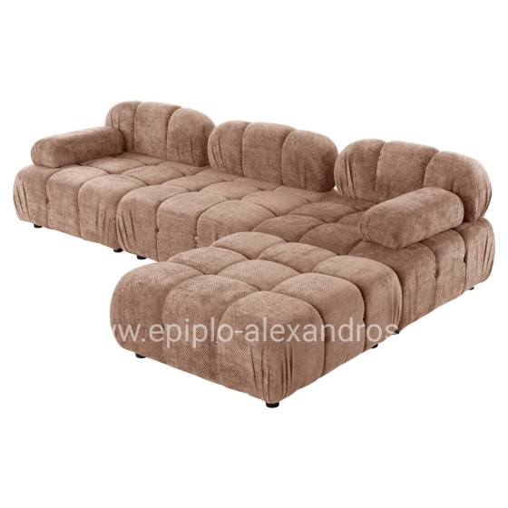 POLYMORPHIC SOFA SHIFTER HM6073.01 TEXTURED FABRIC IN LIGHT BROWN COLOR 290x196x76Hcm.
